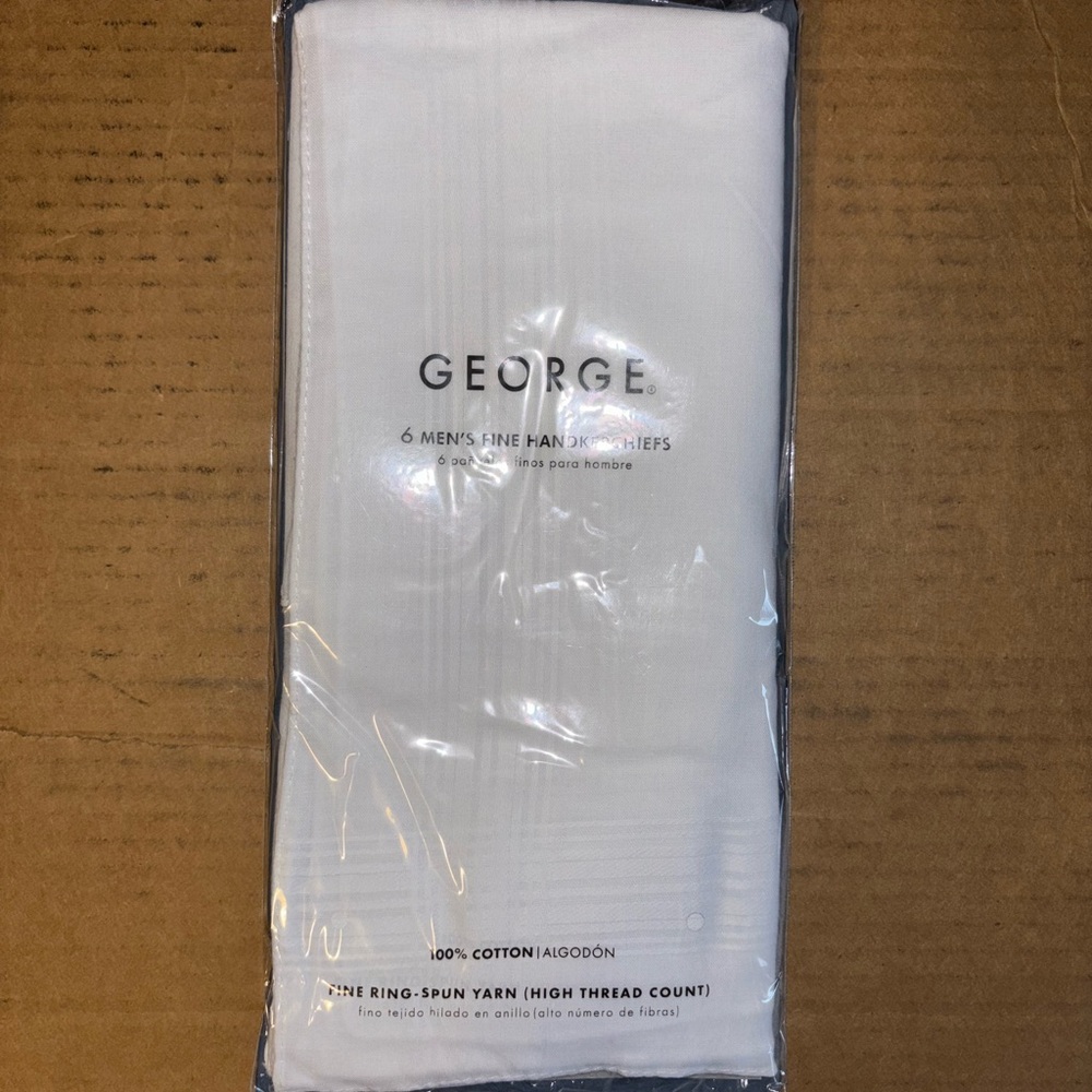 George Brand White 100% Cotton Men's Handkerchiefs 6-Pack